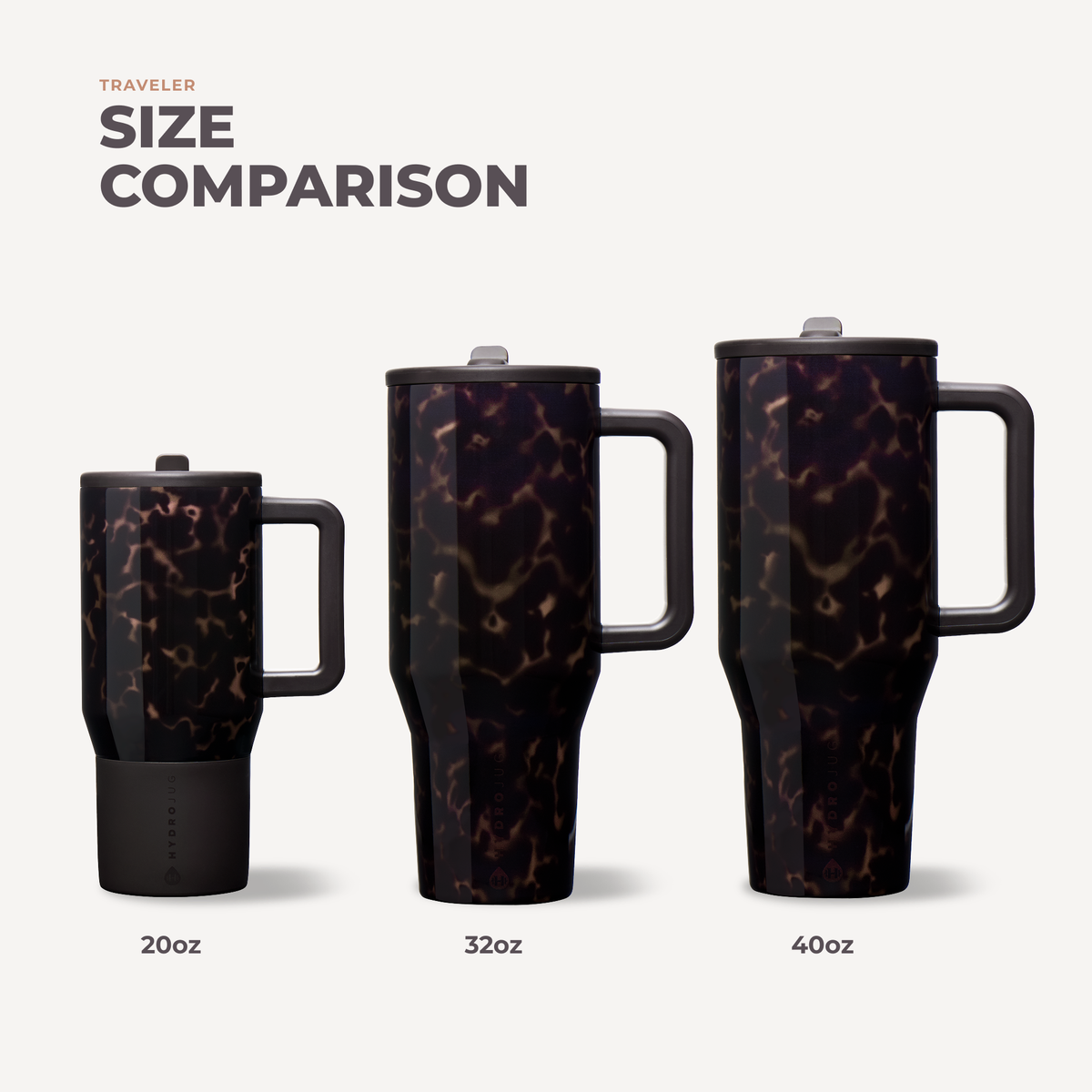 HydroJug Traveler 40 oz Tumbler – Mocha Tortoise