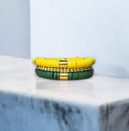 Green and Yellow Game Day Bracelet Stack