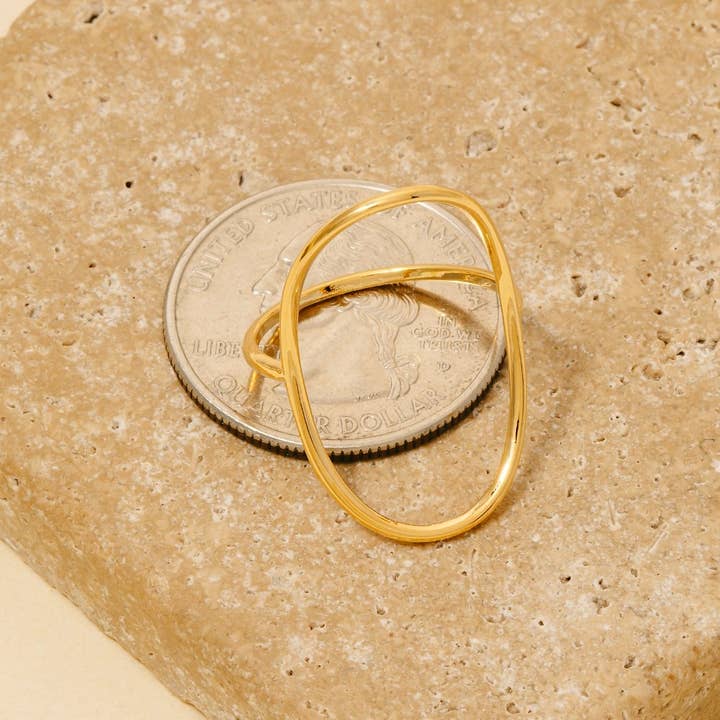 Curved Oval Minimalist Statement Ring
