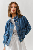 Balloon Sleeve Twill Jacket