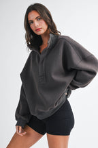 Oversized Snap Neck Sweatshirt