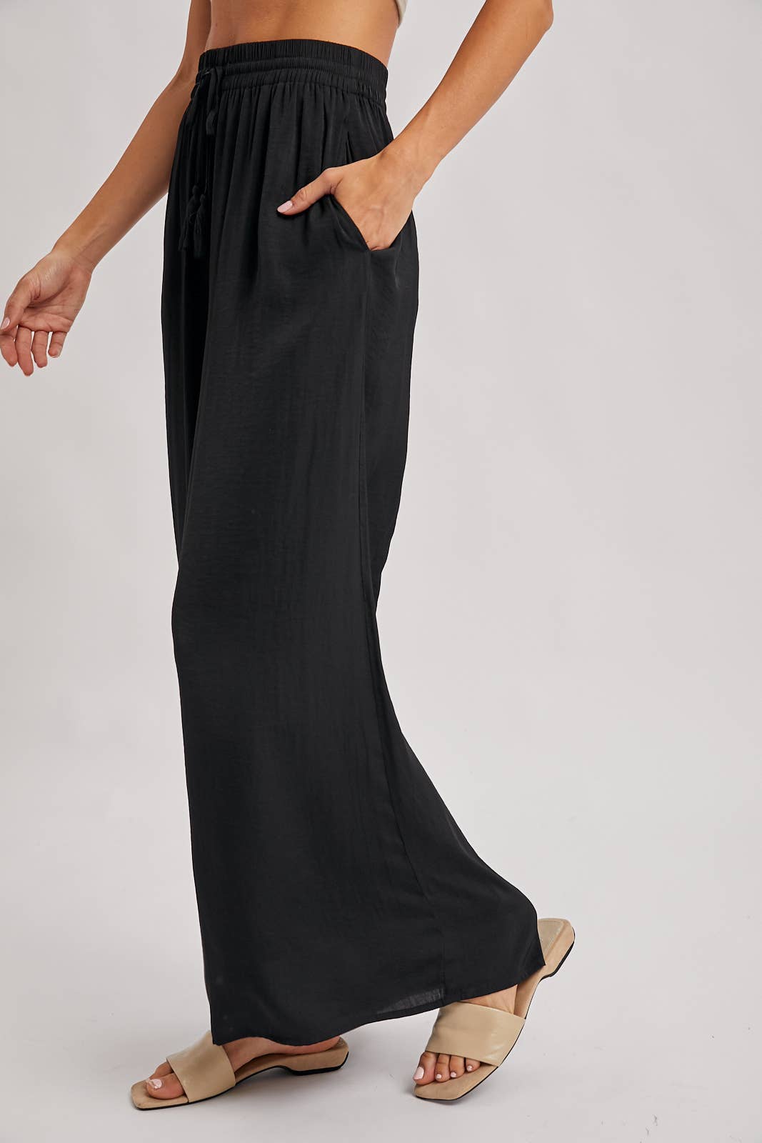 SILKY PALAZZO WIDE LEG PANTS
