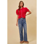 Side Lace Straight Leg Jeans