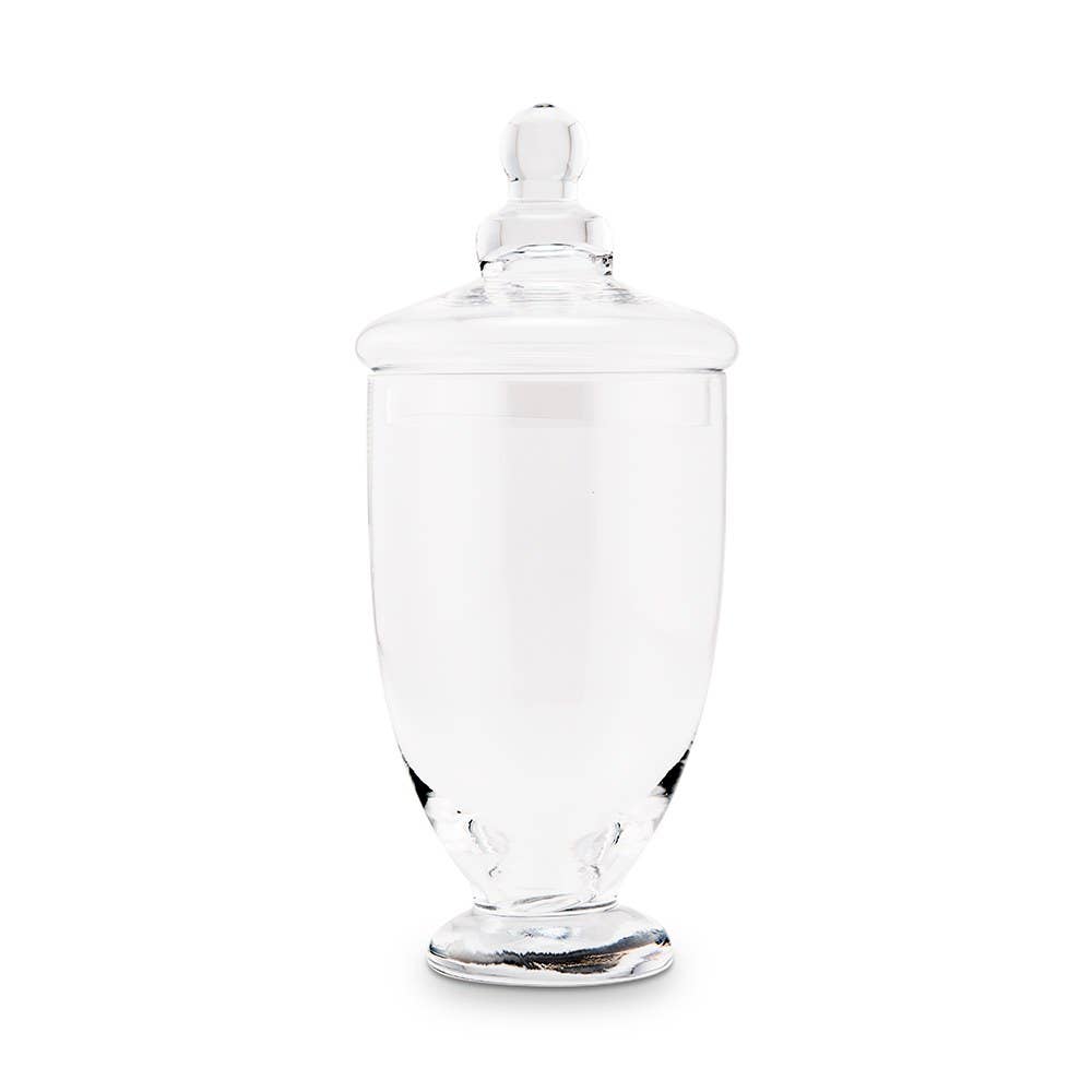 Vintage Glass Apothecary Candy Jar - Footed Vase with Lid (34oz)
