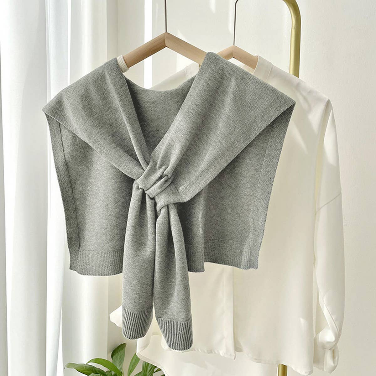Luxe Solid Knitted Knotted Shawl Wrap