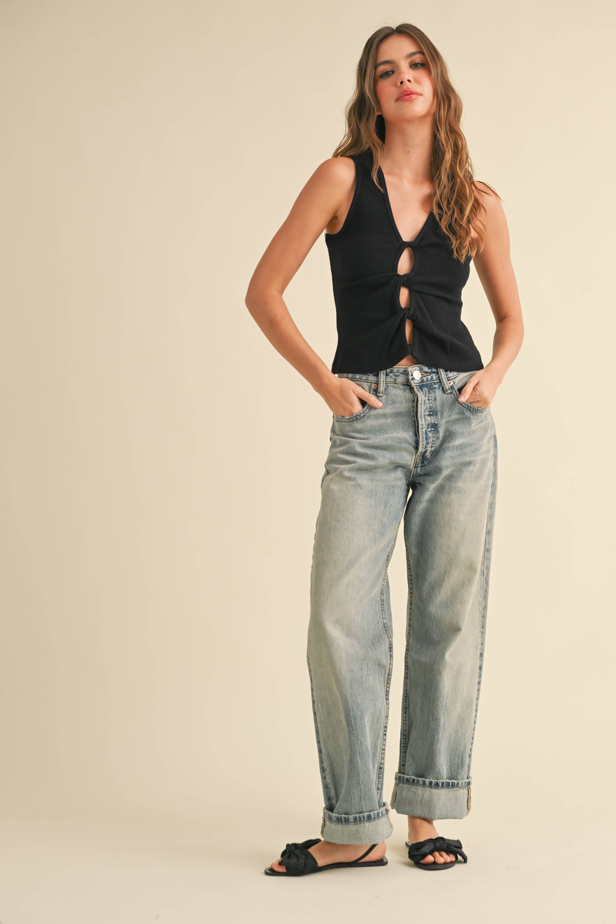 Twist Front Ribbed Tank