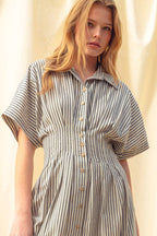 D4472   STRIPED BUTTONDOWN SHIRT DRESS