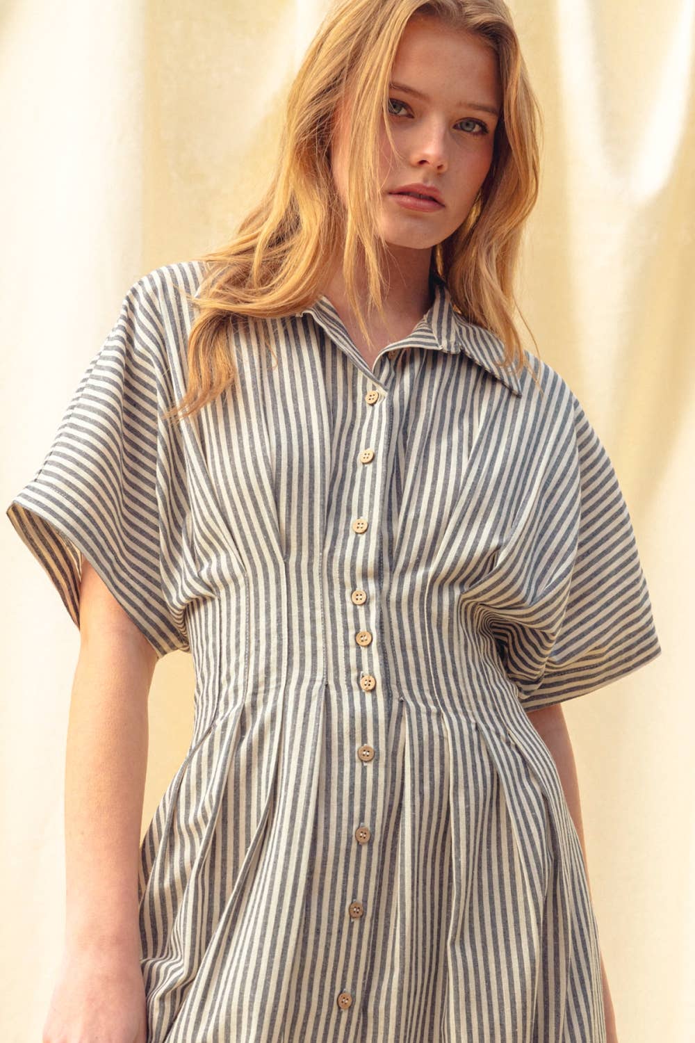 D4472   STRIPED BUTTONDOWN SHIRT DRESS