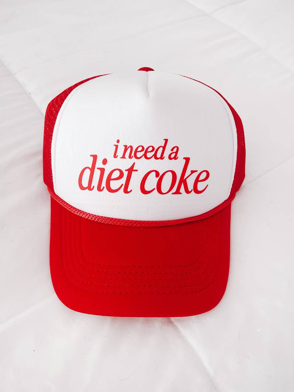 I Need a Diet Coke Trucker Hat - Red & White Foam Snapback