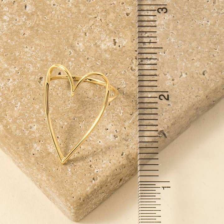 Minimalist Heart Cut Out Ring - Dainty Open Heart Band