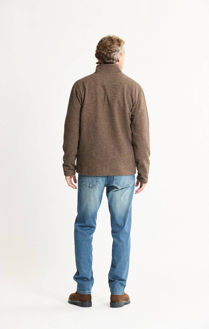 Men's Heathered Knit Full-Zip Jacket – Brown