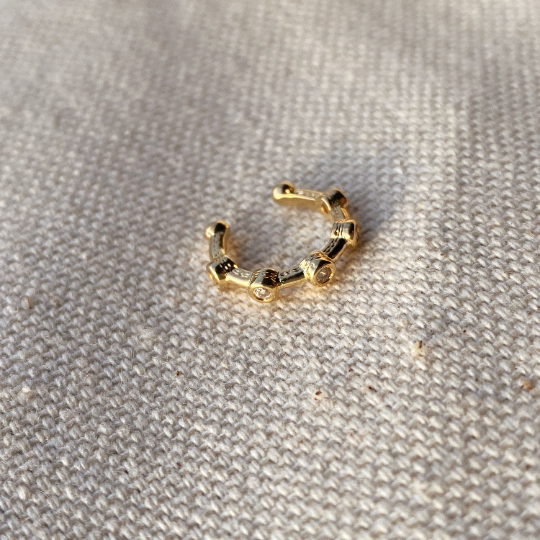 18k Gold Filled Bezel CZ Ear Cuff - Hypoallergenic