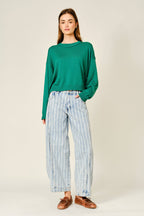 Striped Balloon Washed Jeans