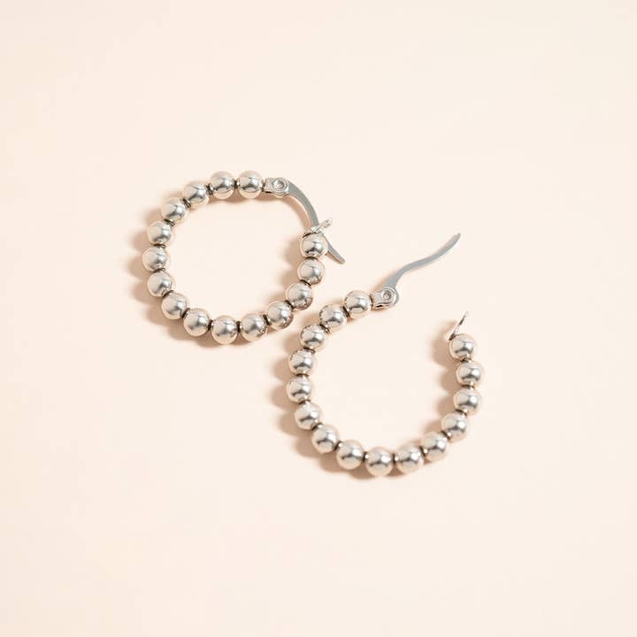 18K Gold Pvd Stainless Steel Circle Ball Hoop Earrings