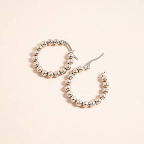 18K Gold Pvd Stainless Steel Circle Ball Hoop Earrings