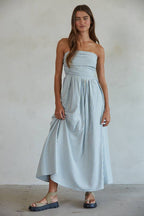 Smocked Bodice Strapless Dress