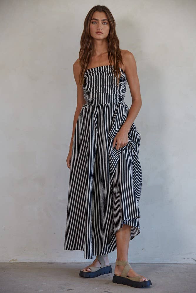 Smocked Bodice Strapless Dress