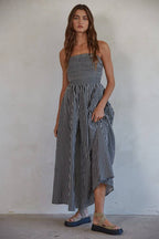 Smocked Bodice Strapless Dress