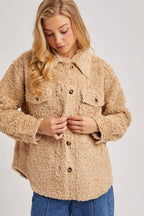Latte Boucle` Button Jacket
