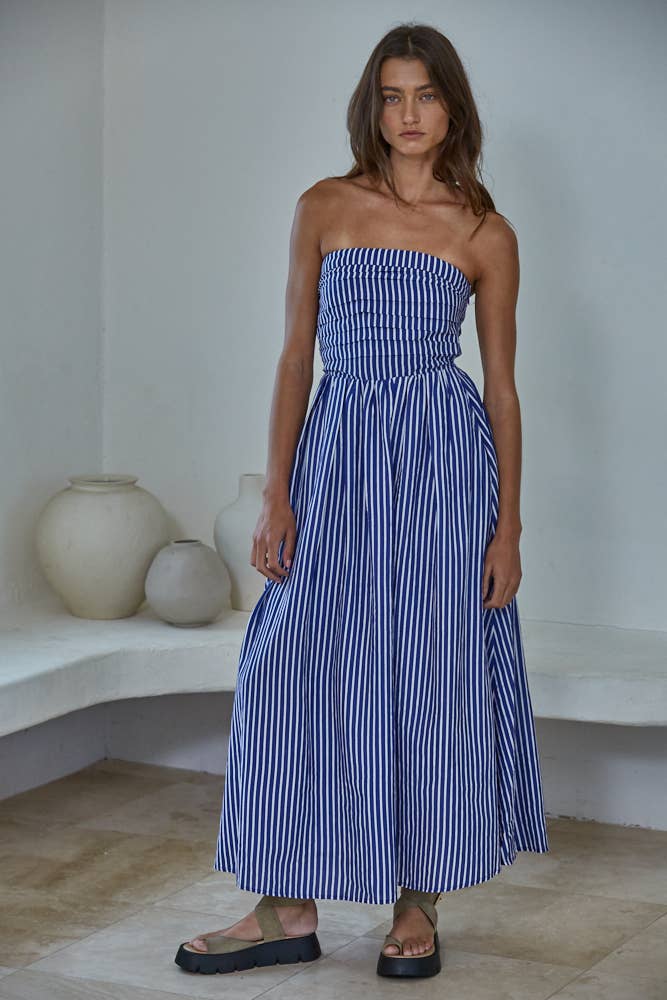 Smocked Bodice Strapless Dress