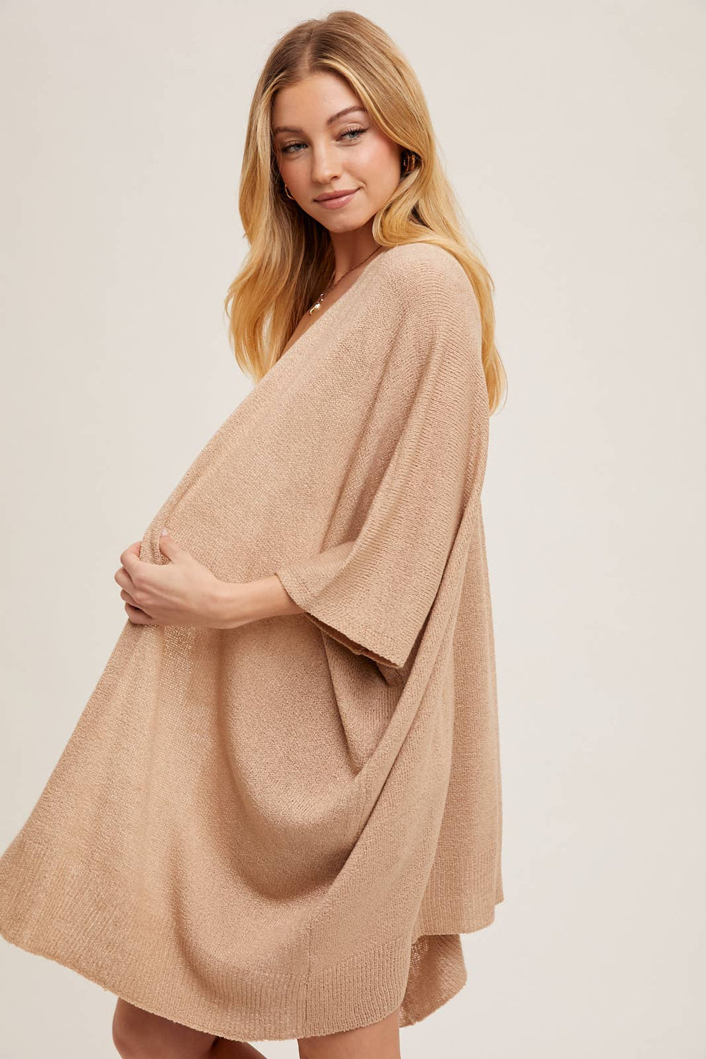 Wide Sleeve Open Front Cardigan