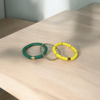 Green and Yellow Game Day Bracelet Stack