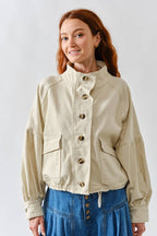 Balloon Sleeve Twill Jacket