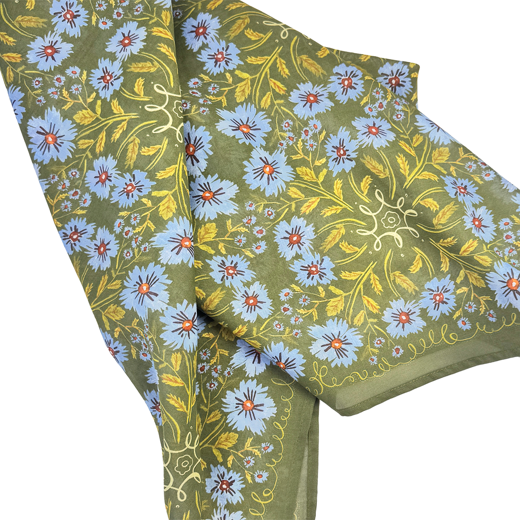 Clara 34" Wild Rag Bandana – Green & Purple