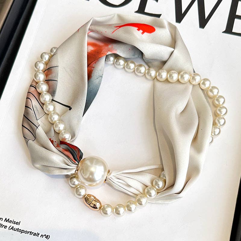 Magnetic Pearl Necklace Scarf