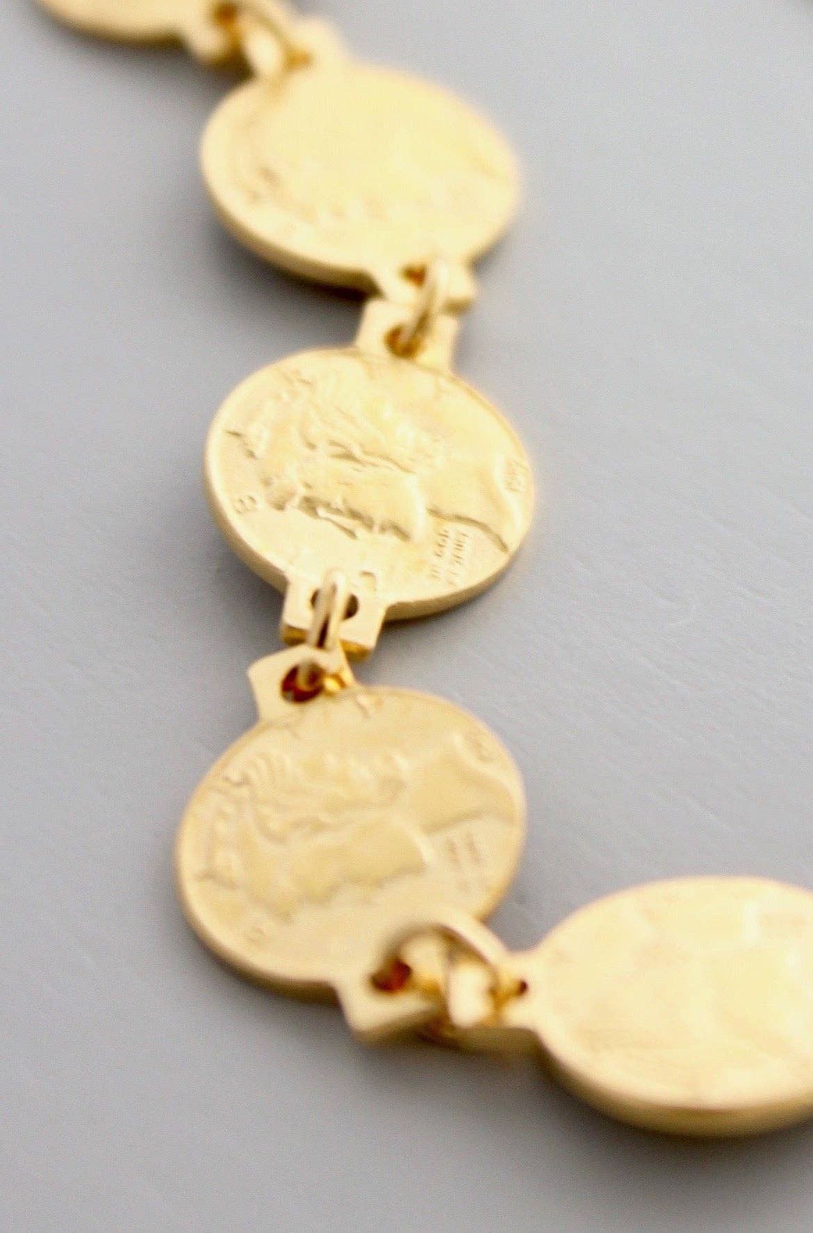 Matte Gold Coin Chain Bracelet