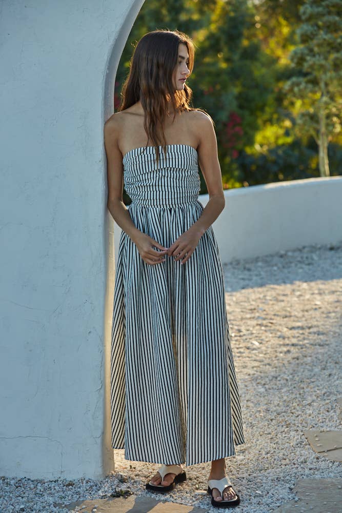 Smocked Bodice Strapless Dress