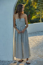 Smocked Bodice Strapless Dress
