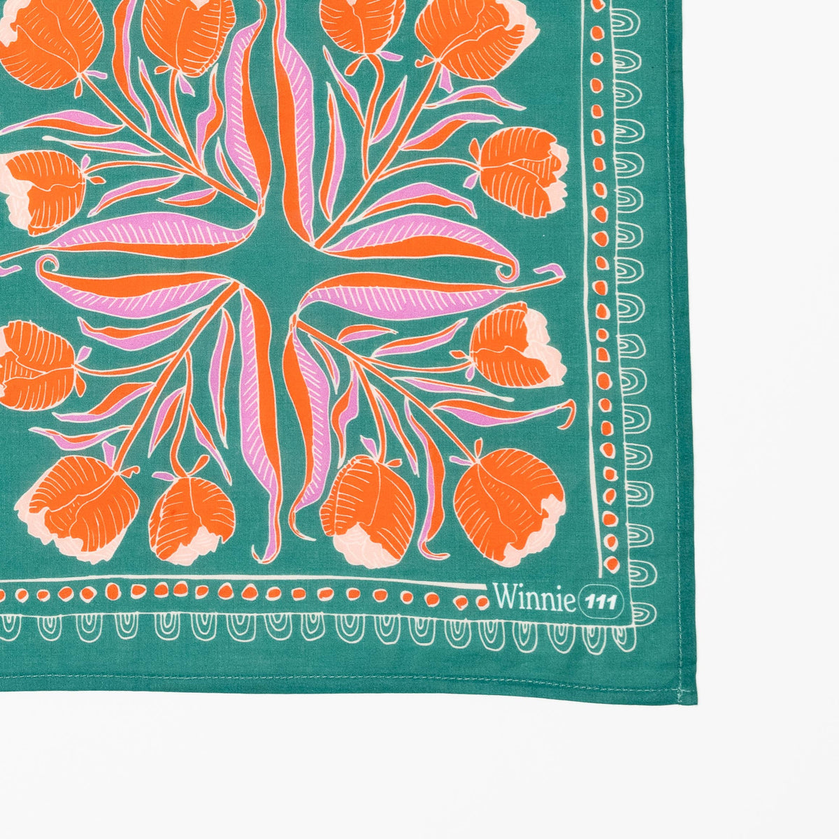 Winnie Cotton Bandana – Green Floral