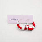 Red and White Game Day Hoop Earrings