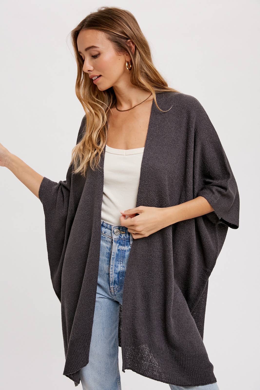 Wide Sleeve Open Front Cardigan