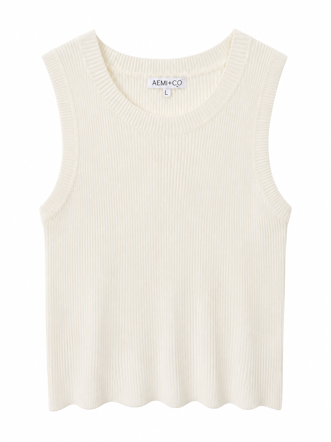AEMI + CO Cream Ribbed Knit Tank