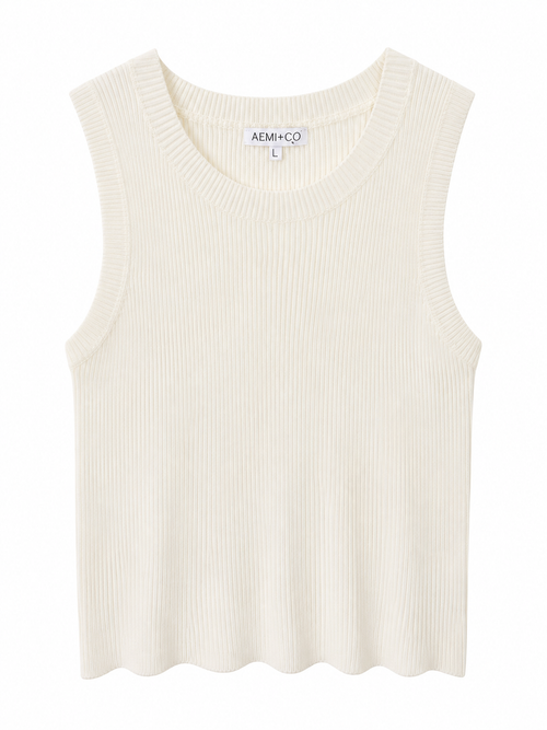 AEMI + CO Cream Ribbed Knit Tank