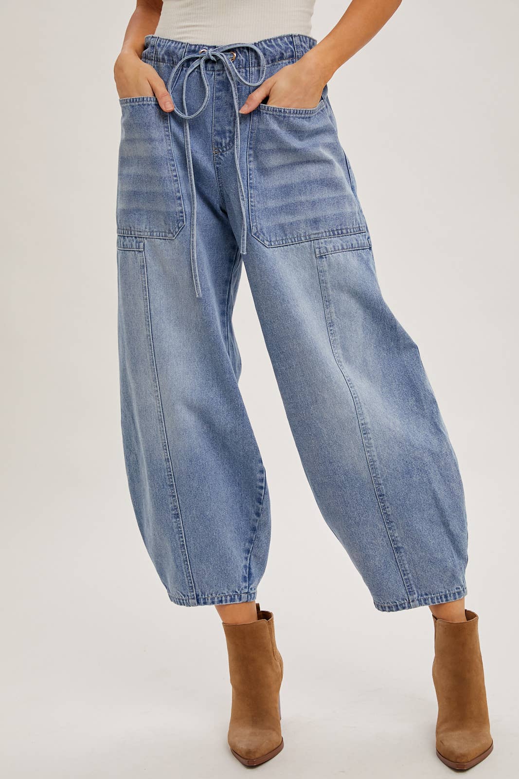 DRAWSTRINGS BARREL JEANS