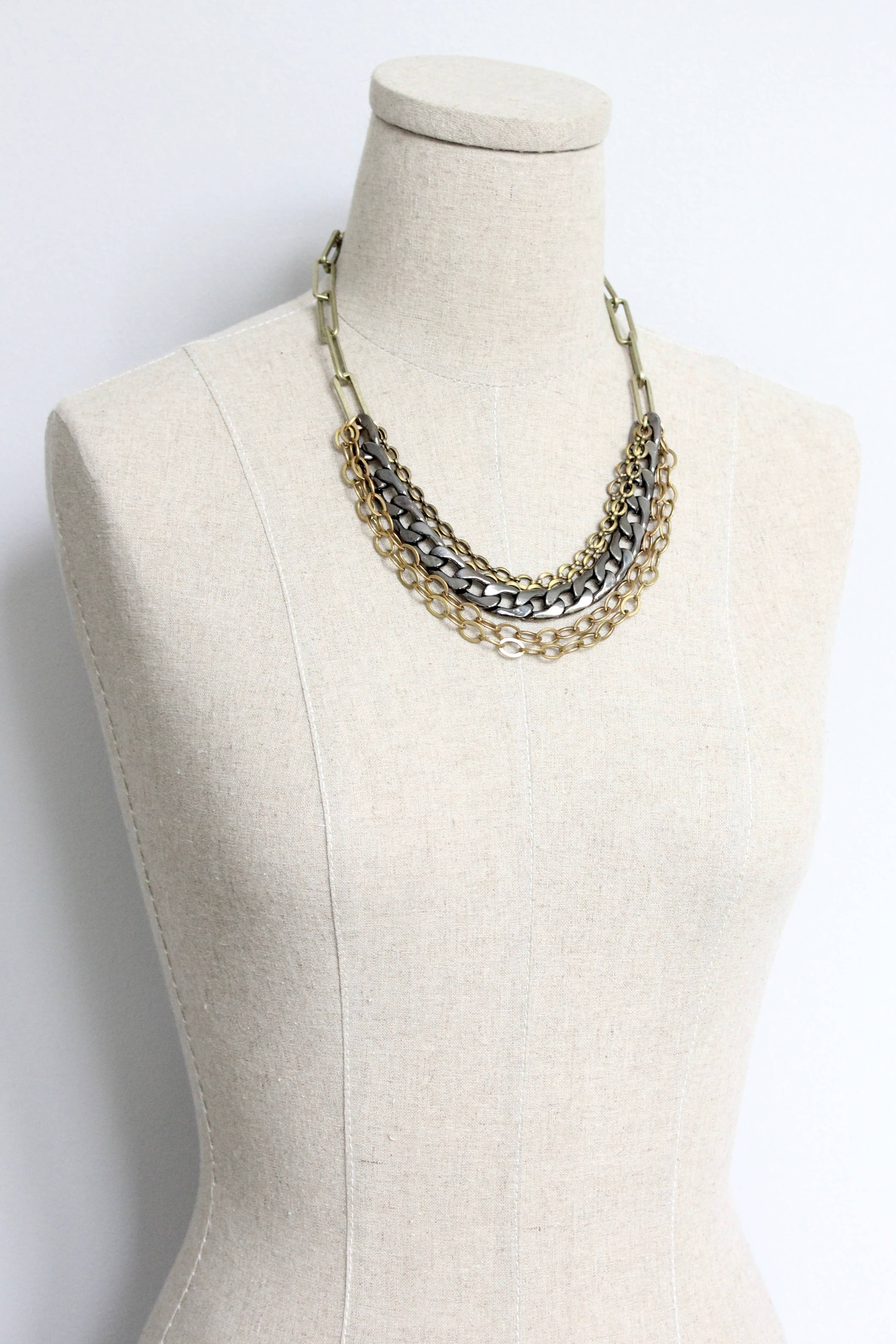Multi- Strand Chain Statement Necklace
