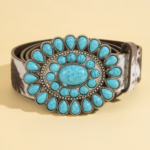 Western Concho Turquoise Stone Buckle Belt