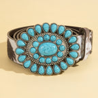 Western Concho Turquoise Stone Buckle Belt