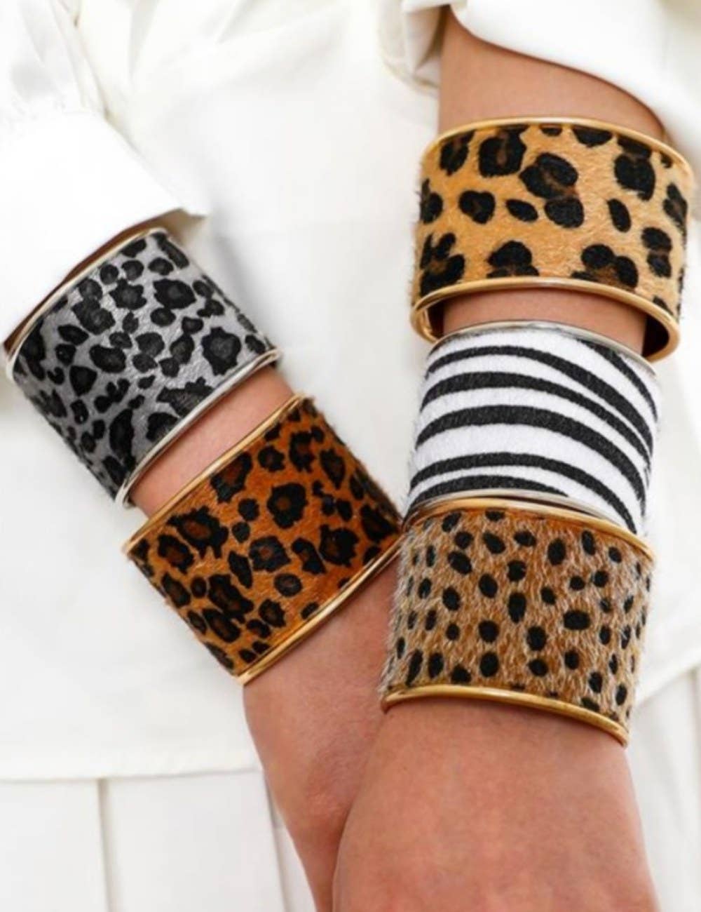 Zebra & Leopard Print Cuffed Bracelets