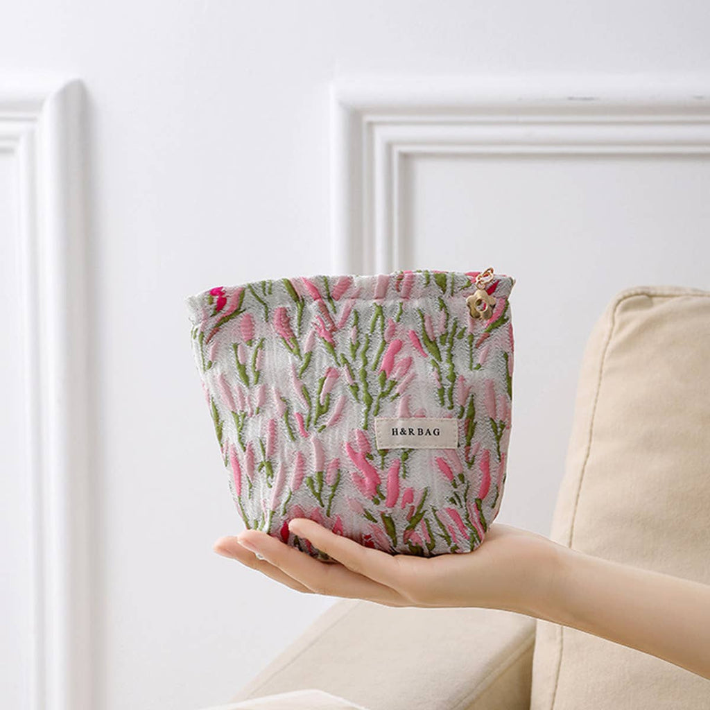Floral Canvas Cosmetic & Travel Makeup Bag