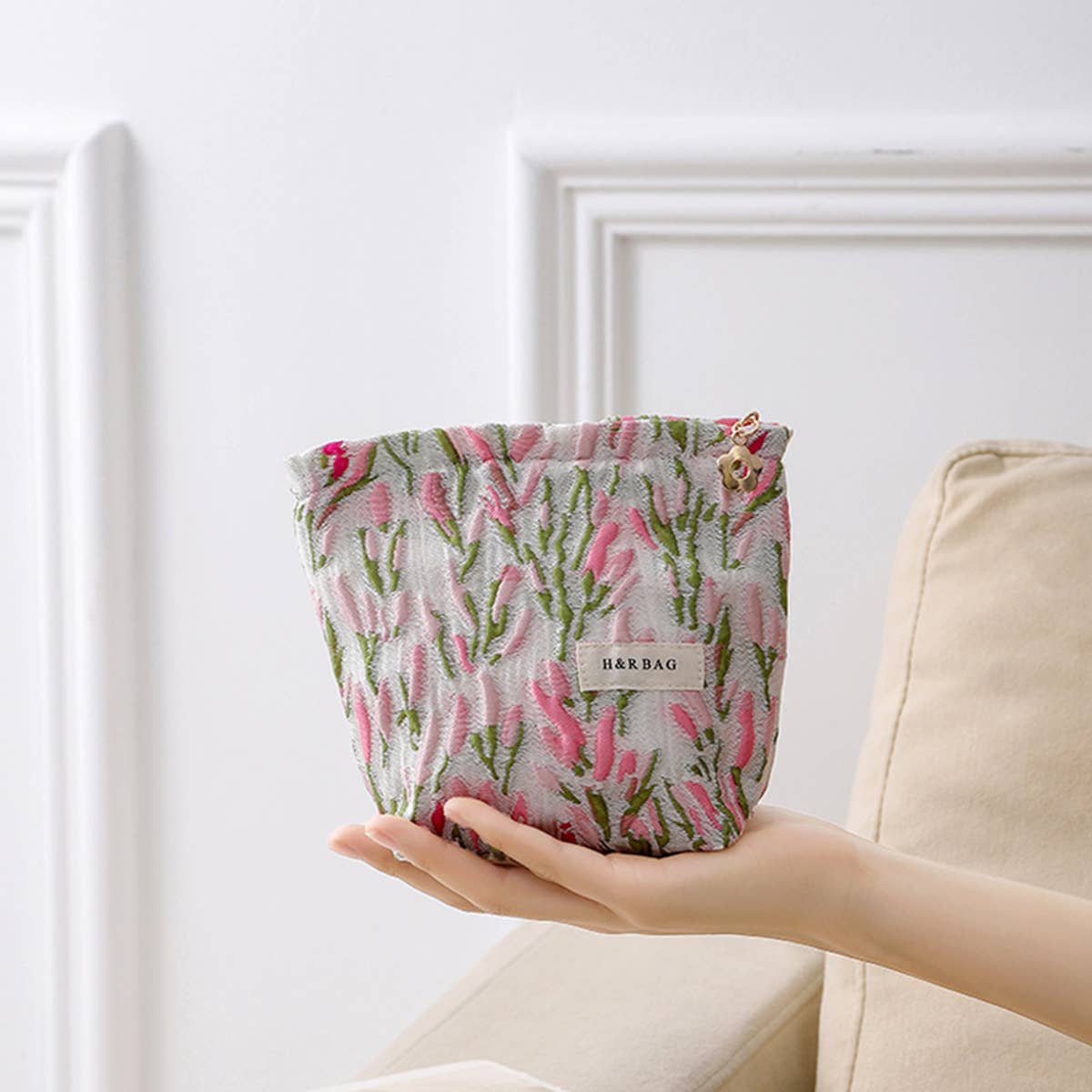Floral Canvas Cosmetic & Travel Makeup Bag