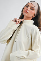 Ribbed Half Zip Cropped Pullover