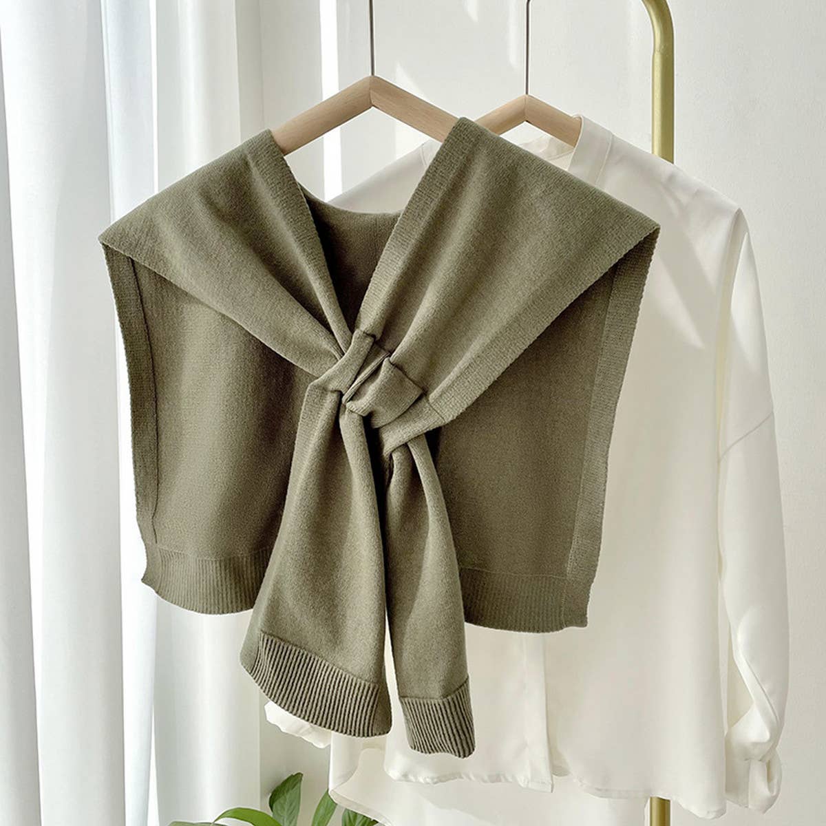 Luxe Solid Knitted Knotted Shawl Wrap