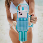 Aqua and Green Striped Tumbler Zipper Pouch
