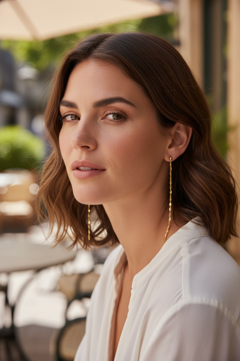 18k Gold Chain Drop Earrings