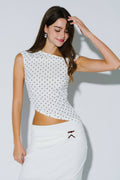 Ivory Polka Dot Ruched Top
