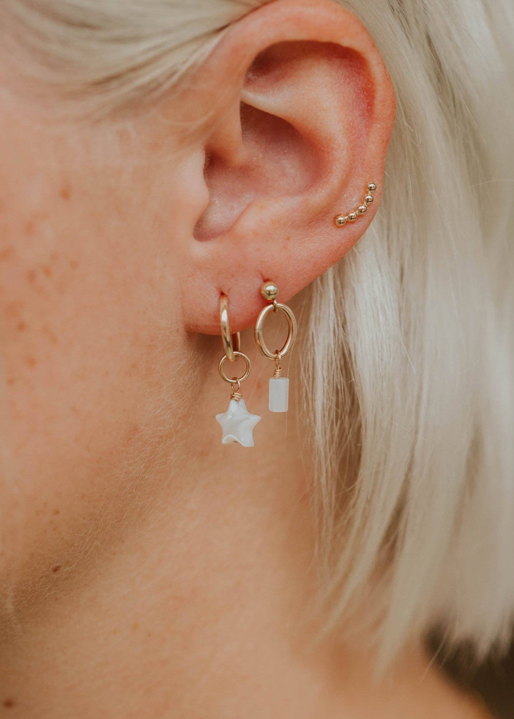 Star Mother of Pearl Charms  | 14kt Gold Fill + Silver